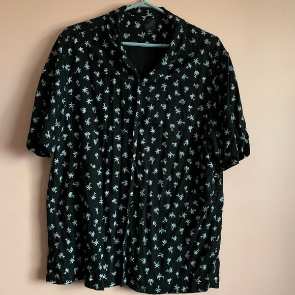 Palm Tree Print Short-Sleeve Button-Down - Picture 1 of 3